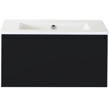 Badmöbelset 2-teilig Einzelbadmöbel Sanox Frozen BxHxT 81 x 42 x 46 cm Frontfarbe schwarz matt mit Waschtisch Keramik weiß 75734632