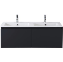 Doppelwaschbecken mit Unterschrank Sanox FROZEN BxHxT 121x42x46 cm Frontfarbe schwarz matt 75734932