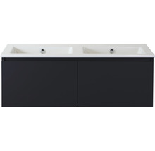 Doppelwaschbecken mit Unterschrank Sanox FROZEN BxHxT 121x42x46 cm Frontfarbe schwarz matt 75735032