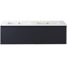 Badmöbelset 2-teilig Doppelbadmöbel Sanox Frozen BxHxT 141 x 42 x 46 cm Frontfarbe schwarz matt mit Waschtisch Keramik weiß 75735232
