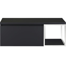 Waschtischunterschrank Sanox Frozen BxHxT 120 x 43 cm x 45 cm Frontfarbe schwarz matt mit Waschtischplatte und Seitenregal weiß matt