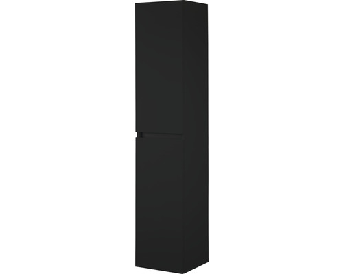 Armoire haute Sanox Frozen couleur de façade noir mat 35 x 170 x 35 cm 75110232 Armoire haute de salle de bain noire avec tiroir
