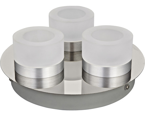 Plafonnier LED FLAIR 3 ampoules 18 W 3x 630 lm 3000 K Ø 24 cm Azimech chrome Plafonnier avec trois lampes en verre et métal