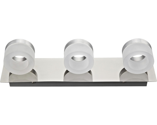 Applique murale avec trois lampes en métal et verre