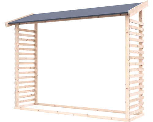 Holzlager mit Dach zum Schutz von Brennholz