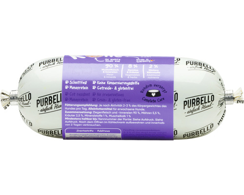 Rouleau de nourriture pour chien Purbello avec informations sur les ingrédients