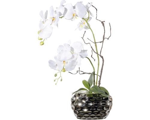 Plante artificielle arrangement de Phalaenopsis hauteur : 55 cm blanc