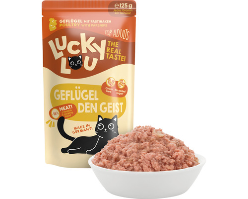 Aliment pour chat Lucky Lou volaille aux panais en sachet fraîcheur de 125 grammes