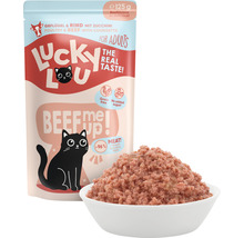 Aliments pour chats Lucky Lou volaille et bœuf avec courgette en paquet de 125 grammes