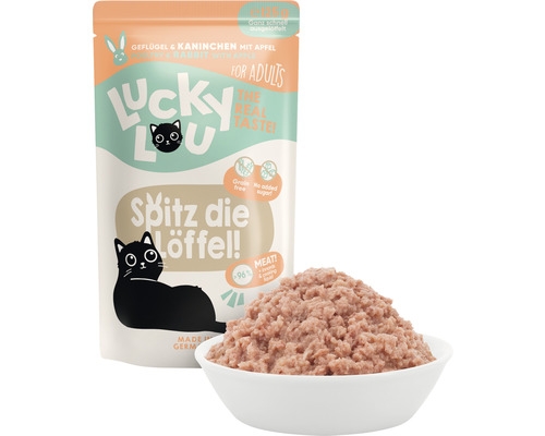 Lucky Lou nourriture pour chats volaille et lapin à la pomme
