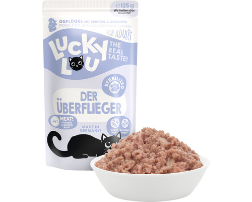 Lucky Lou nourriture pour chat volaille avec asperges et chicorée pour chats adultes
