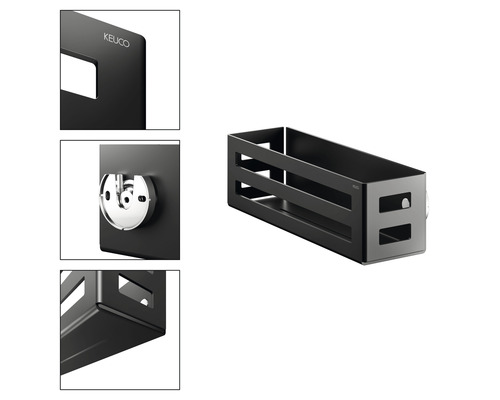 Schwarzer Duschkorb zur Wandmontage