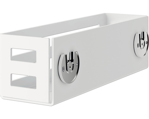 Weißer Schubladeneinsatz mit Metallbefestigungen