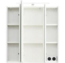 Weißer Spiegelschrank mit offenen Türen und Regalen