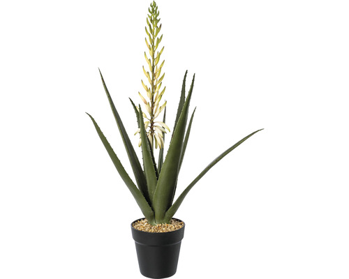 Plante artificielle Aloe avec fleurs hauteur : 65 cm vert