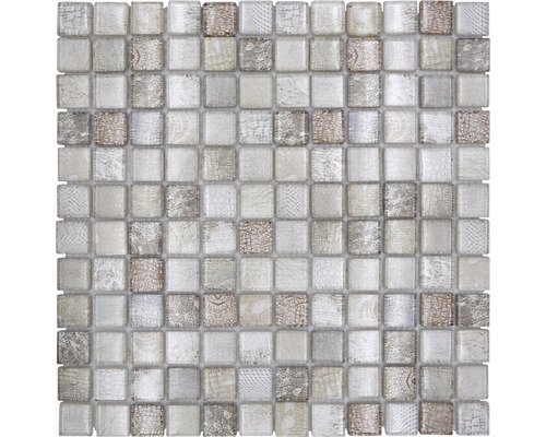 Glasmosaik XCM WL34 Quadrat Crystal Wildlife beige 29,8x29,8cm Mosaikfliese mit quadratischen Glassteinen