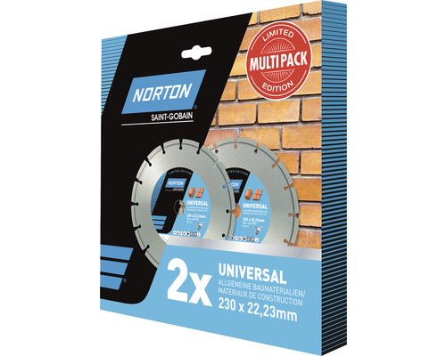 Norton Clipper Diamantscheiben-Set Universal Ø 230x22,23 mm inkl. 2x Diamanttrennscheiben