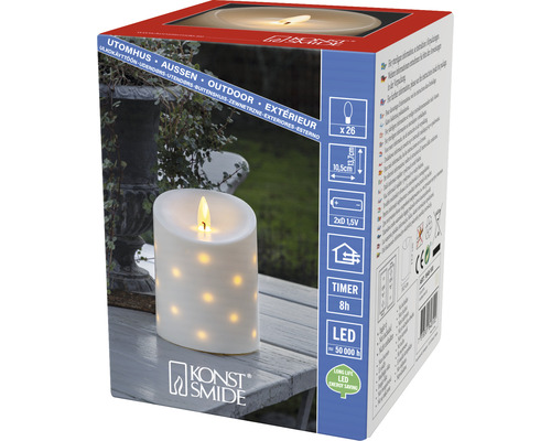 Bougie LED en cire véritable Konstsmide avec minuterie pour l''extérieur dans l''emballage