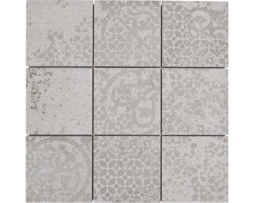Feinsteinzeugmosaik CSB 95BB5 Quadrat BLOX 95 beige 29x29cm Neun quadratische Fliesen mit Muster