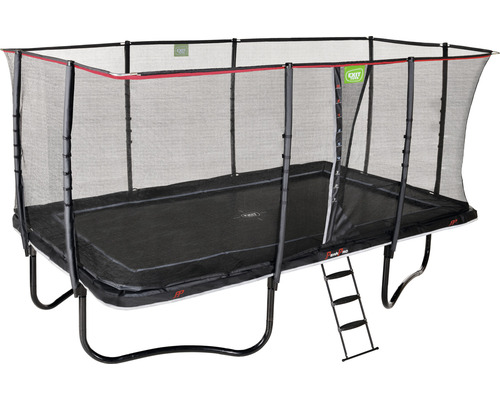 Rechteckiges Gartentrampolin mit Sicherheitsnetz und Leiter