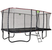 Rechteckiges Gartentrampolin mit Sicherheitsnetz und Leiter