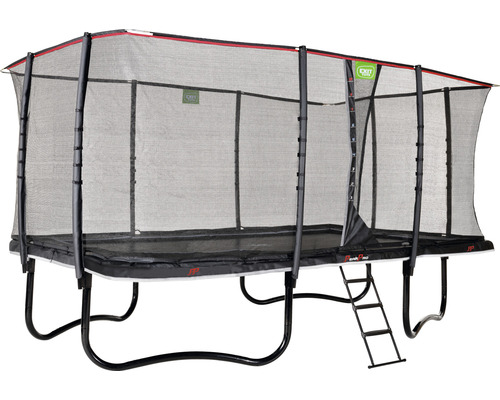 Rechteckiges Gartentrampolin mit Sicherheitsnetz und Leiter