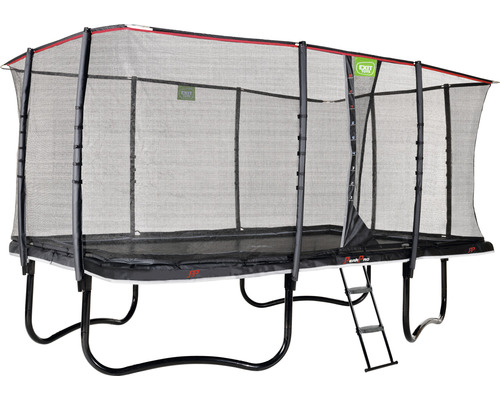 Rechteckiges Gartentrampolin mit Sicherheitsnetz und Leiter