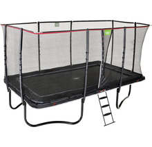 Rechteckiges Gartentrampolin mit Sicherheitsnetz und Leiter