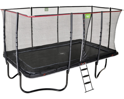 Rechteckiges Gartentrampolin mit Sicherheitsnetz und Leiter