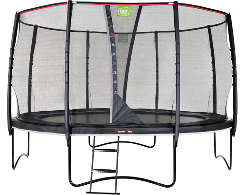 Trampoline de jardin noir avec filet de sécurité et échelle