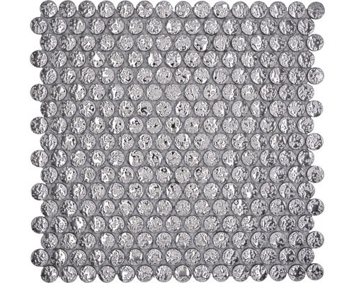 Mosaïque céramique bouton SB97 bouton uni argent martelé 31,5x31cm