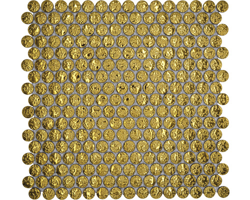 Mosaïque céramique bouton GO86 bouton uni or martelé 31,5x31cm