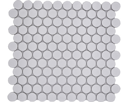 Mosaïque en céramique bouton 11G bouton uni blanc mat 31,2x33cm