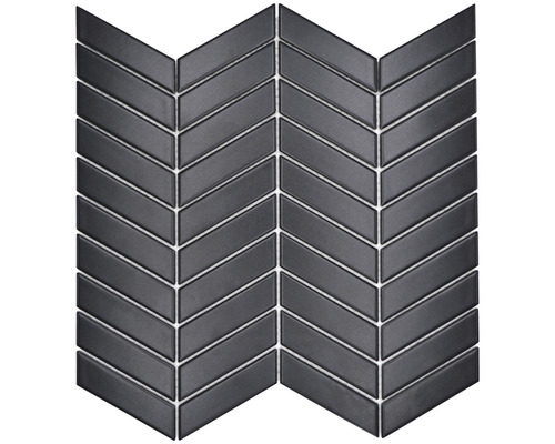 Keramikmosaik CHEV 29 Chevron uni schwarz matt 28,85x30,25cm