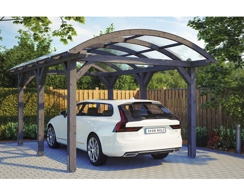 Carport Skanholz Franken avec ancrage pour poteaux 376 x 541 cm ardoise