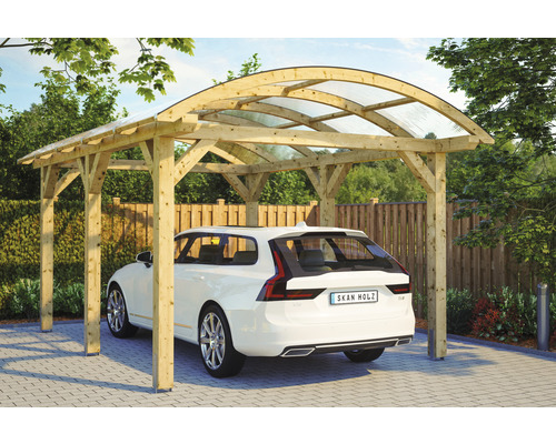 Carport Skanholz Franken avec ancrage pour poteaux 376 x 541 cm bois