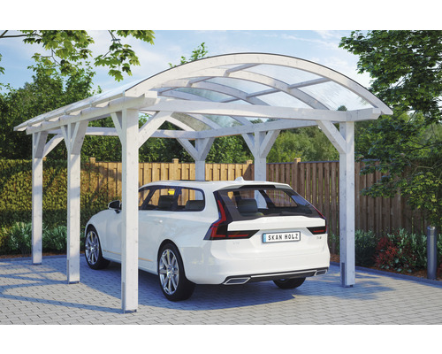 Carport Skanholz Franken avec ancrage pour poteaux 376 x 541 cm blanc