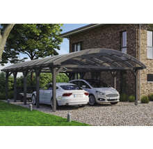 Carport double 2 voitures Skanholz Franken avec ancrage pour poteaux 635 x 969 cm ardoise