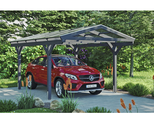 Carport Skanholz Westerwald avec ancrage pour poteaux 362 x 541 cm ardoise