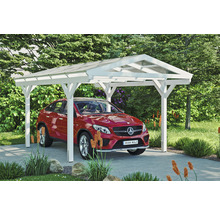 Carport Skanholz Westerwald avec ancrage pour poteaux 362 x 541 cm blanc