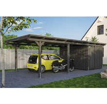 Carport Skanholz Emsland avec espace de rangement,ancrage pour poteaux 404 x 846 cm ardoise
