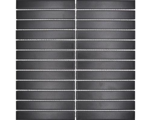 Mosaïque céramique CG ST 260 bâtonnets uni noir mat 29,6x30cm