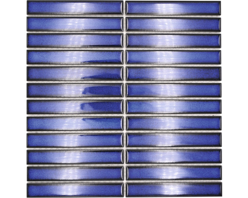 Mosaïque céramique CG ST 240 bâtonnets uni bleu cobalt brillant 29,6x30cm