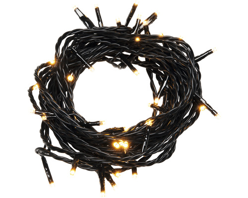 Guirlande lumineuse avec LED blanc chaud et câble noir