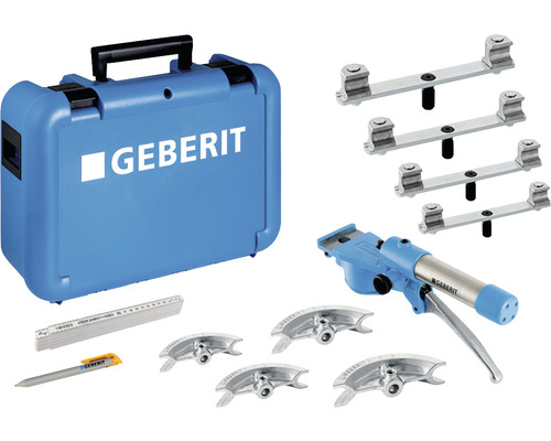 Geberit Biegegerät Set mit Werkzeugkasten, Biegebacken, Gleitstücken, Stiften, Bleistift und Zollstock