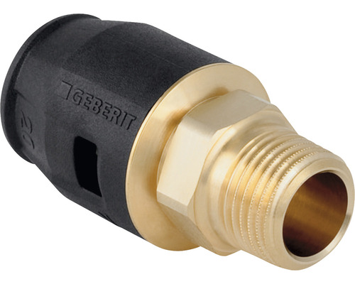 Raccord de transition GEBERIT PushFit laiton 20 mm x 1/2 pouce FE 651.551.00.1 Geberit raccord de transition en laiton et plastique