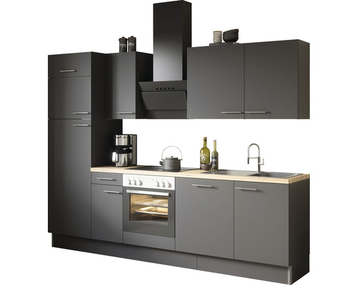 Optifit Küchenzeile mit Geräten Ingvar420 270 cm anthrazit matt zerlegt Variante reversibel