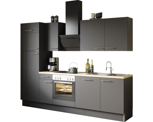 Cuisine complète sans appareils Optifit Ingvar420 270 cm anthracite mat démontée variante réversible KCIN 2728OE-8+ Cuisine complète sans appareils Optifit Ingvar420 270 cm anthracite mat démontée variante réversible KCIN 2728OE-8+