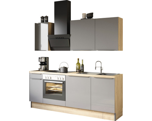 Cuisine complète sans appareils Optifit Linus984 210 cm anthracite brillant démontée variante réversible KCLI 218OE-8+ Cuisine complète sans appareils Optifit Linus984 210 cm anthracite brillant démontée variante réversible KCLI 218OE-8+