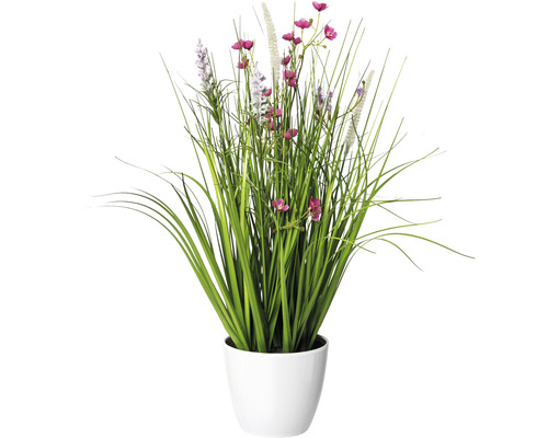 Plante artificielle herbes en fleurs mélange hauteur : 46 cm rose
